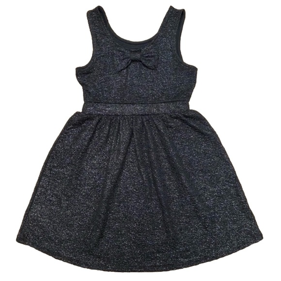 Total Girl Sparkly Black Dressy Dress with Bow detail Girls size Medium (8) - Picture 2 of 7